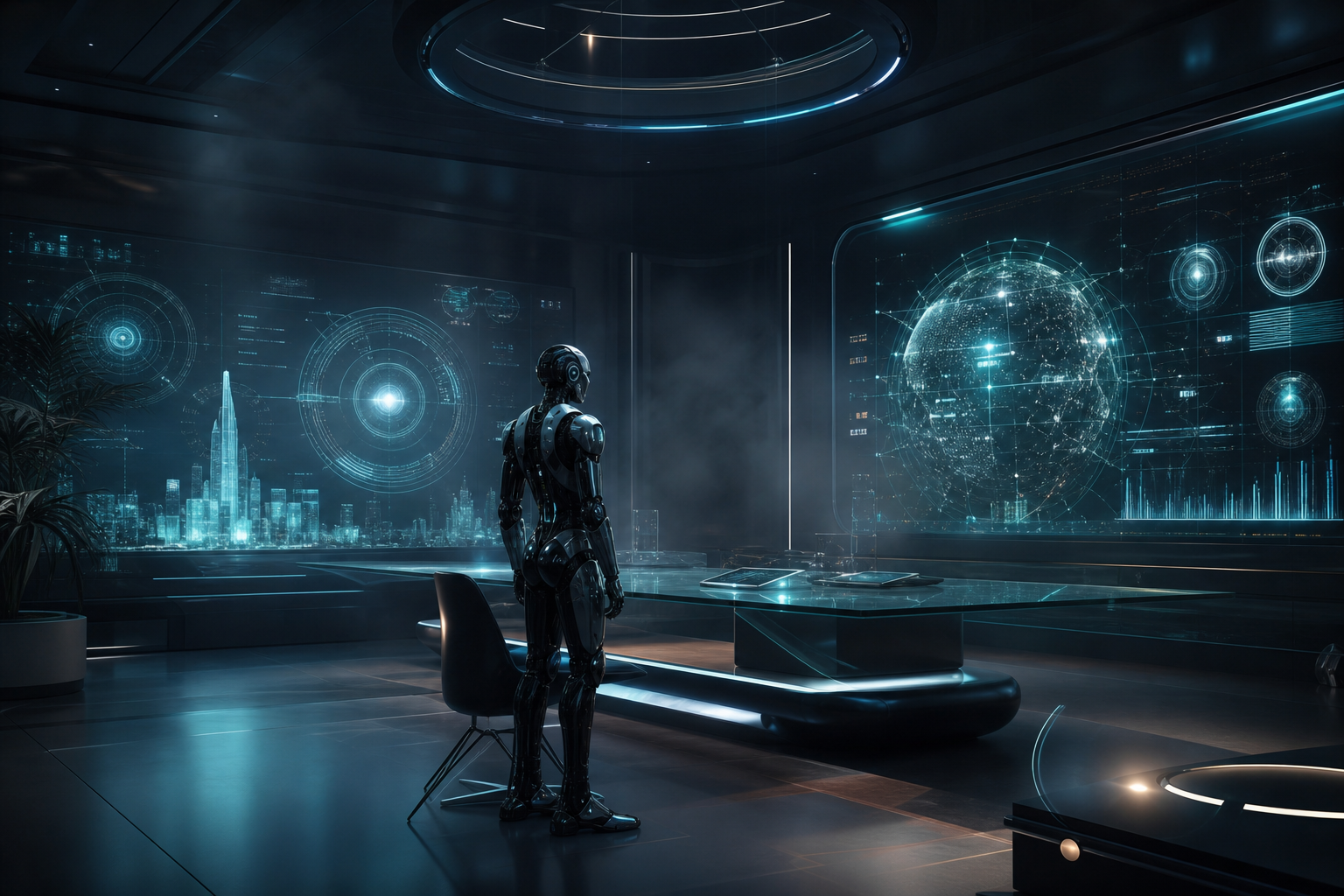 Futuristic AI command center